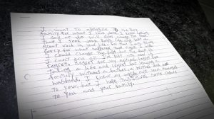 The letter Jordan Lumberjack wrote to the Roy family the day he was sentenced on March 14, 2007. Photo by Chelsea Laskowski
